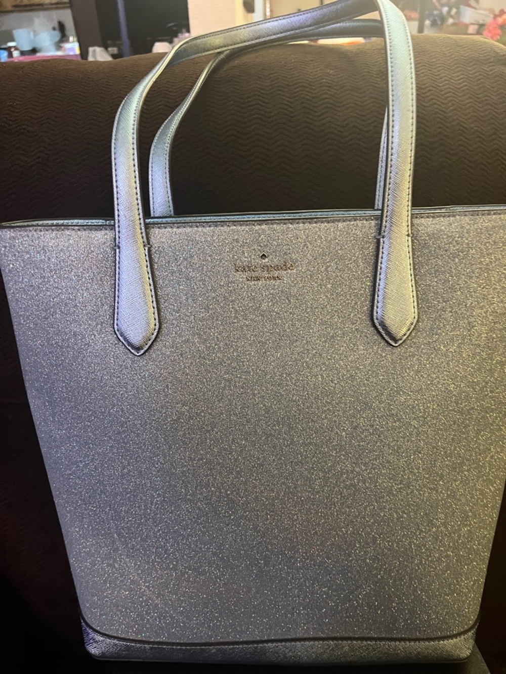 kate spade silver glitter tote